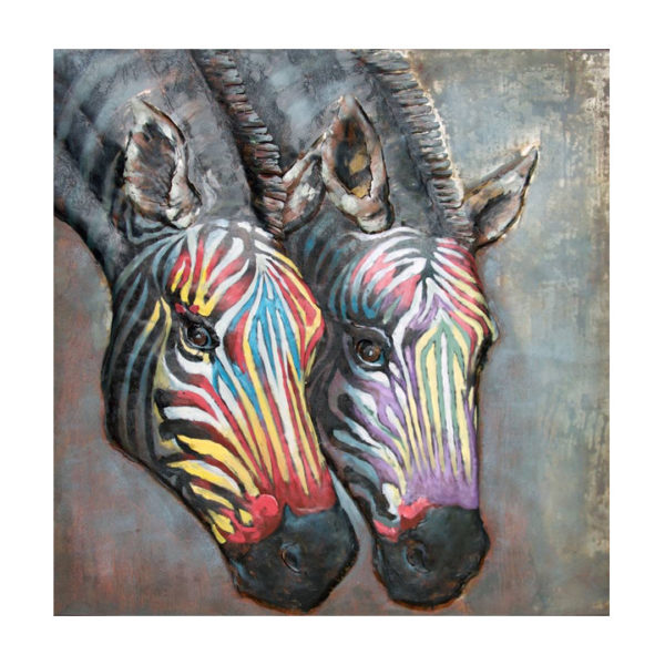 schilderij metaal kleur zebra dieren 100x100