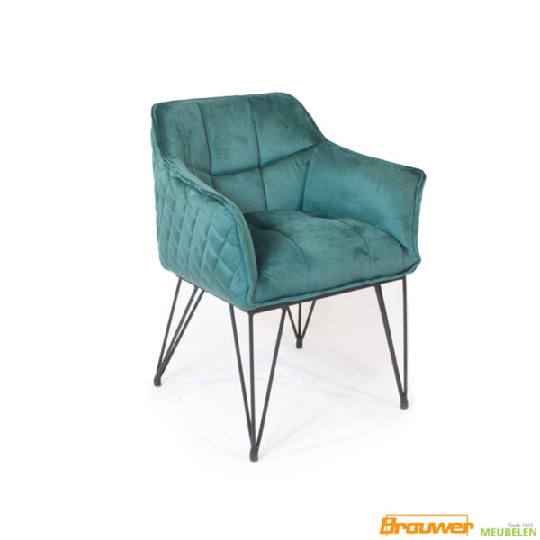groene armstoel velvet eetkamerstoel
