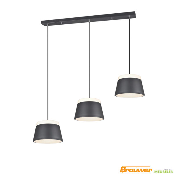 hanglamp antraciet 3 lichts melkglas