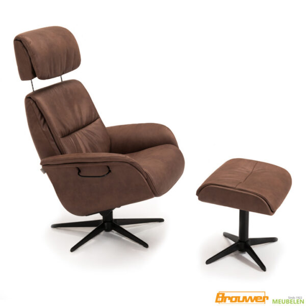 draaifauteuil met voetenbankje met hoofdsteun