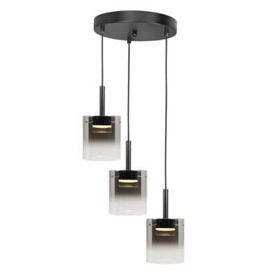 led hanglamp rond 3L zwart glas