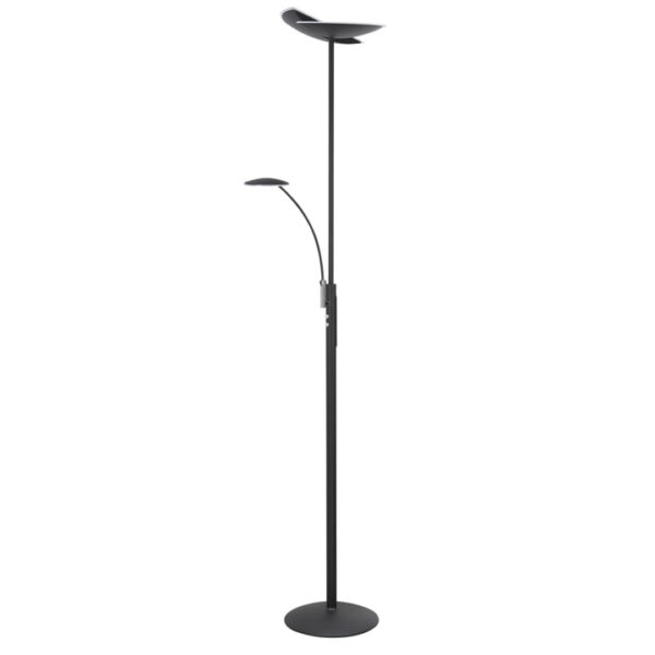 zwarte upligt vloerlamp met leesarm sapporo highlight