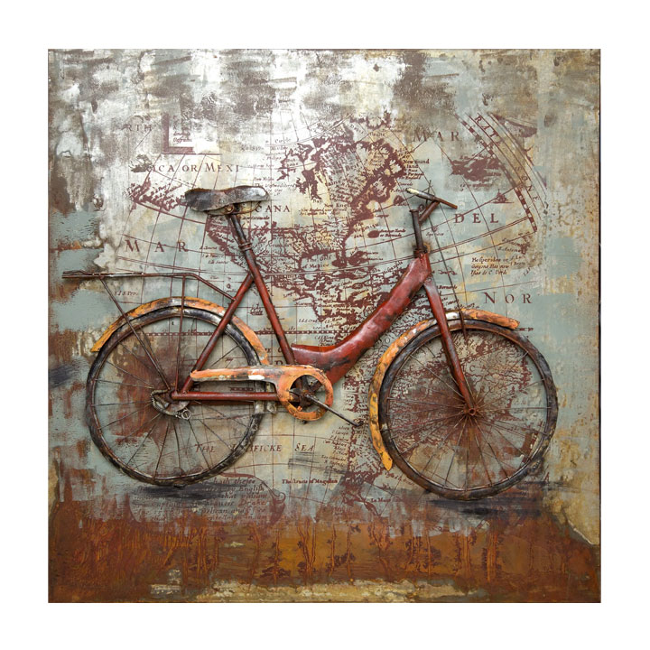 schilderij metaal 100x100 fiets