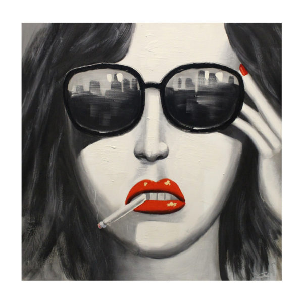 rokende vrouw schilderij dame red lips
