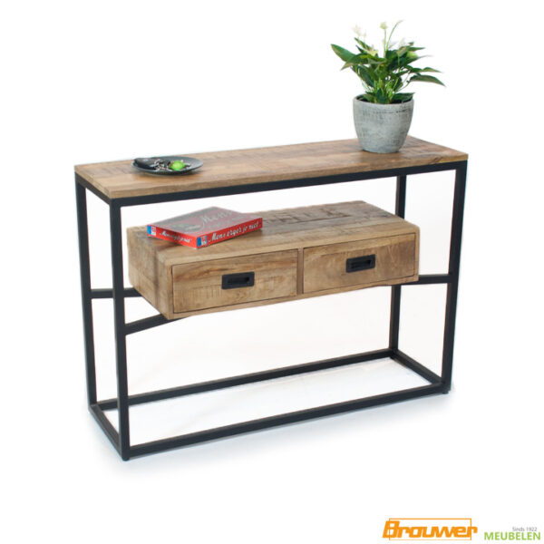 sidetable mangohout 2 laden speelse console haltafel