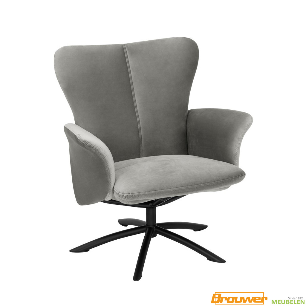 draaifauteuil met lage rug grijs velvet