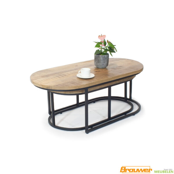 salontafel set ovaal mango metaal