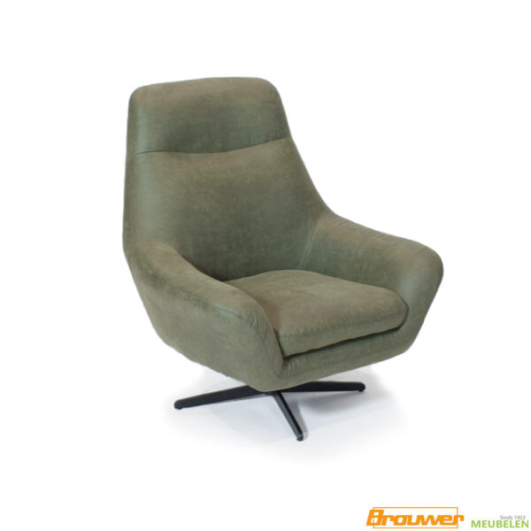 stoere fauteuil draaibaar moss groen zwarte stervoer poot