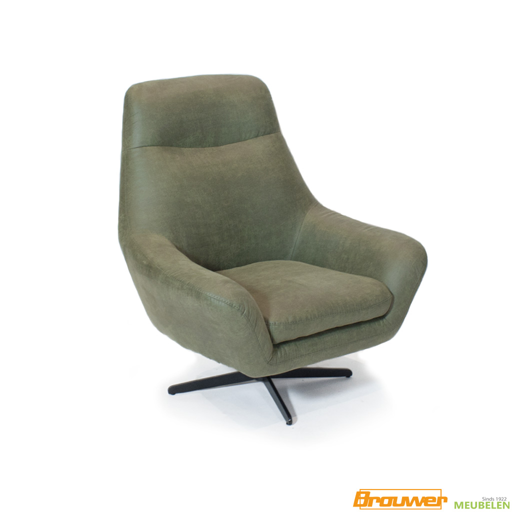 stoere fauteuil draaibaar moss groen zwarte stervoer poot