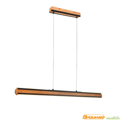 hanglamp zwart hout dimbaar knop op armatuur