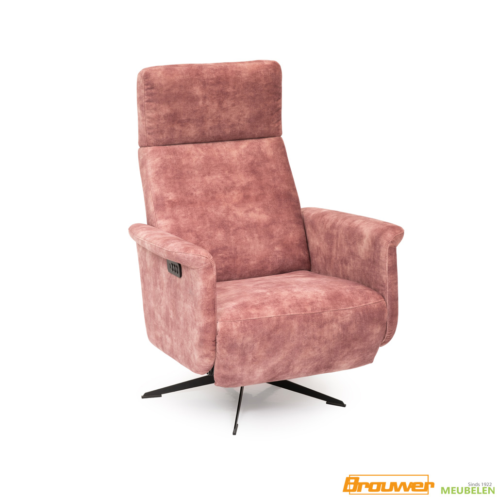 relaxfauteuil relax stoel roze velvet Elektrisch accu