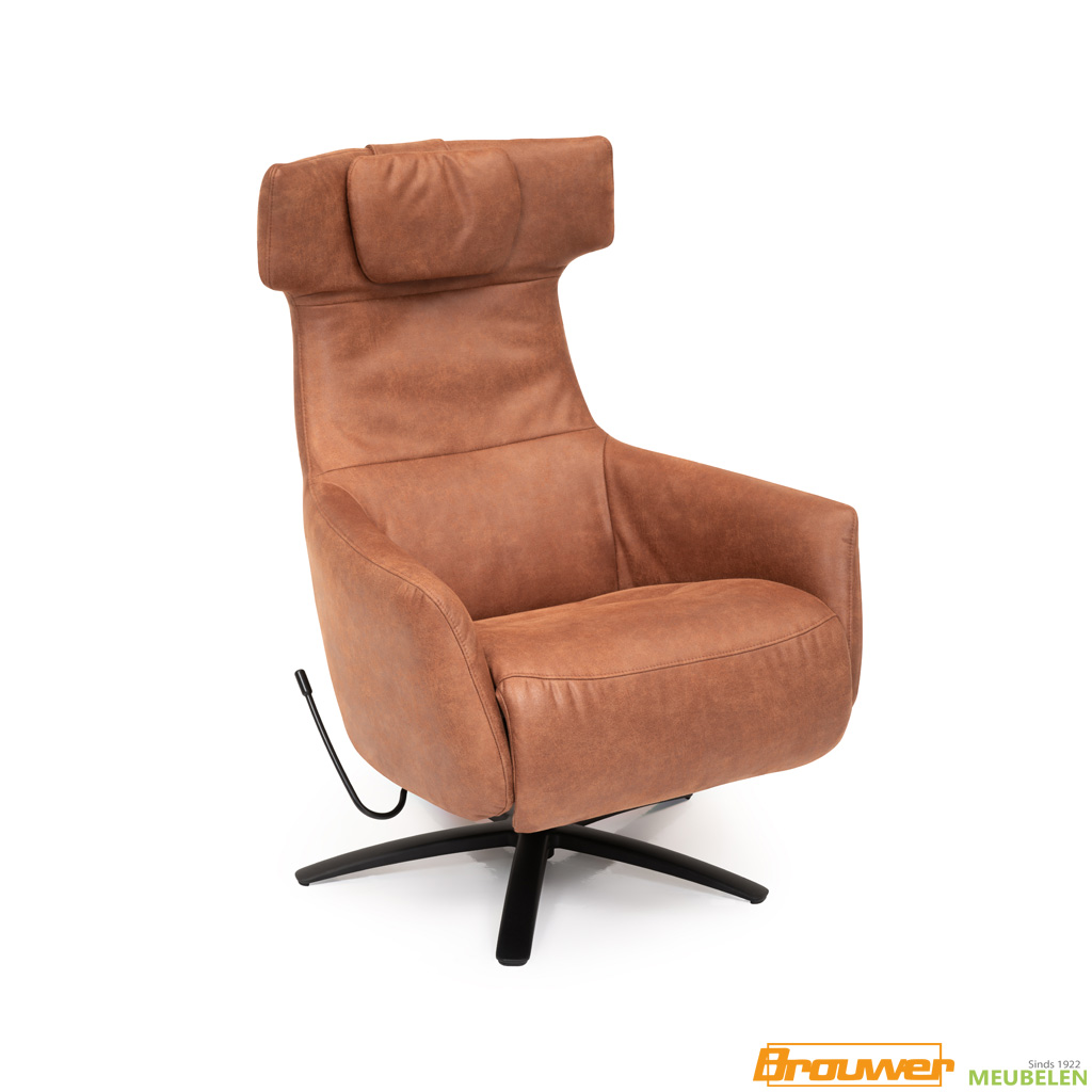 relaxfauteuil handmatig topswing kuip bruin microleder