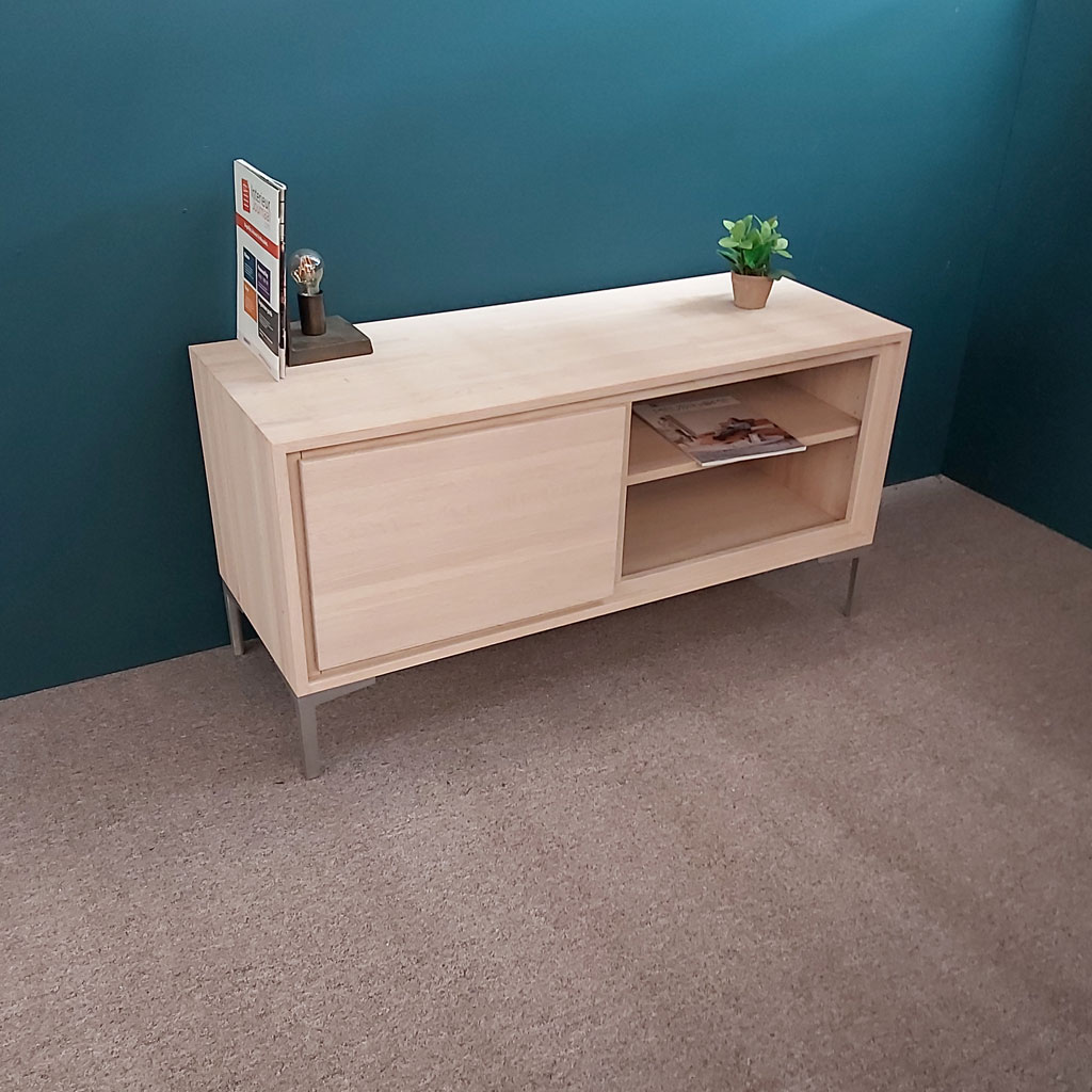 tv-meubel white wash 120cm eiken massief