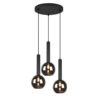 hanglamp 3 lichts rond rookglas