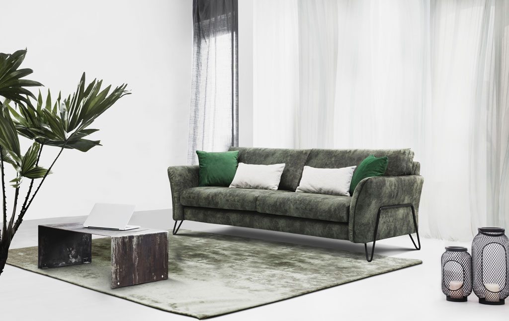 groene bank stof velours modern 