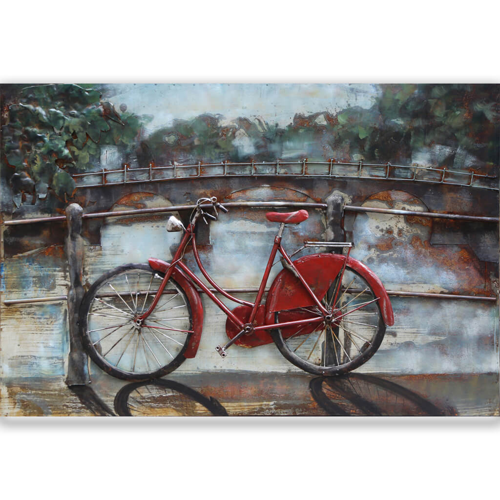 schilderij amsterdam fiets brug rood sfeervol