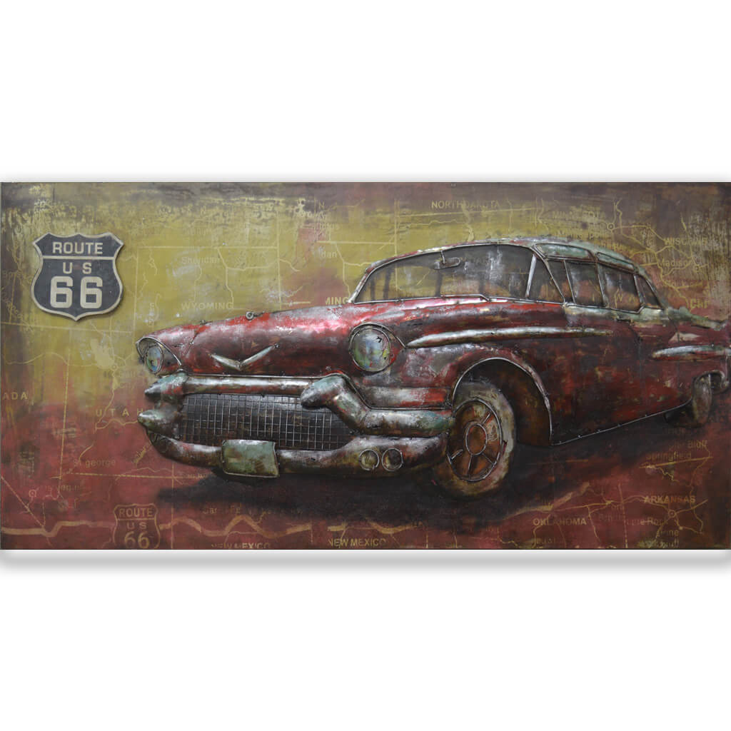 schilderij van een Chevrolet oldtimer auto route66 america