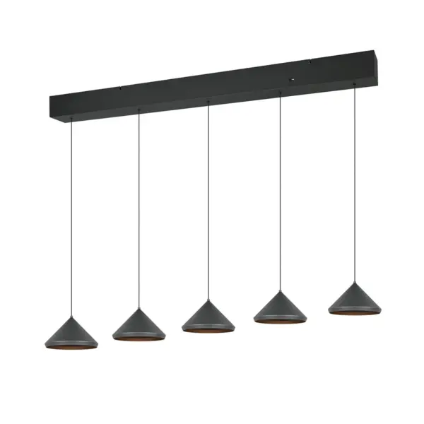 hanglamp zwart 5 lichts 120 cm verstelbaar in hoogte LED laguna trio