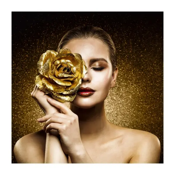 schilderij vrouw goud bloem gold elegant gave schilderijen