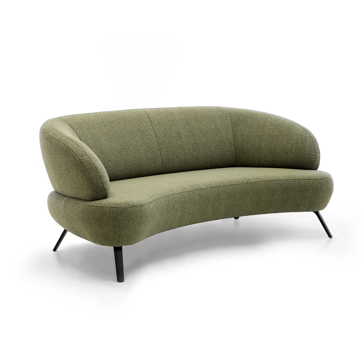 ronde bank met afgeronde vorm en zwarte poten. Bank Levante ronde bank 3 zit of 2.5 zit