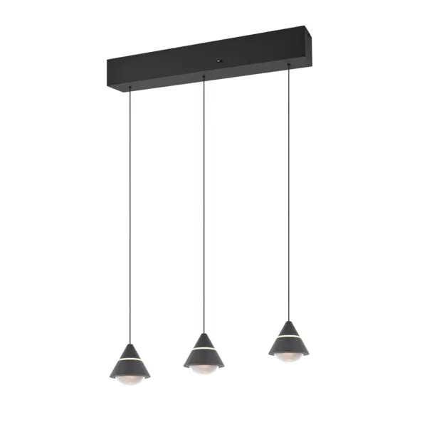 hanglamp mat zwart, compact, verstelbaar in hoogte, 3 lichts