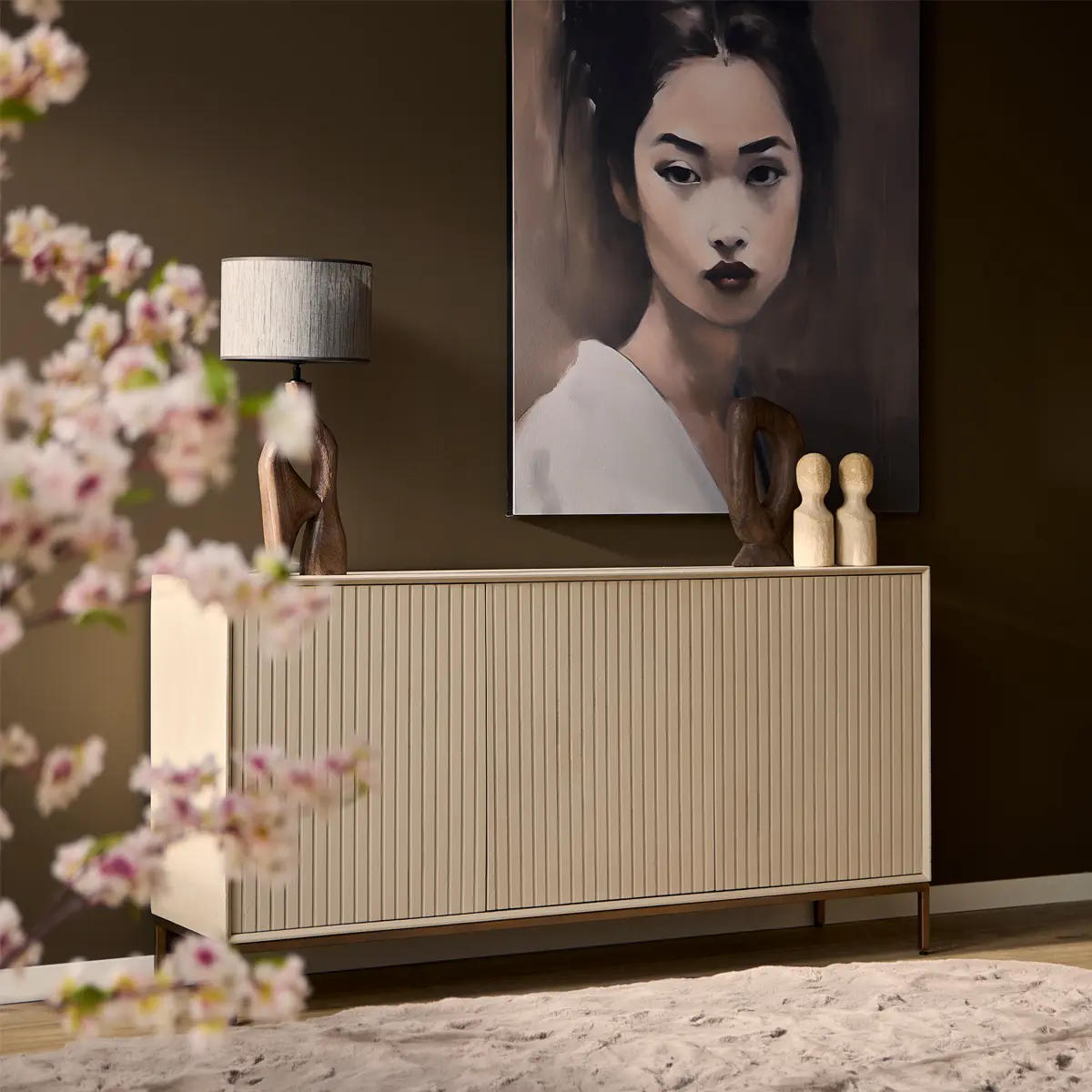 dressoir madison zand kleur 165 cm beige japandi