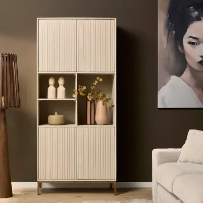 vakkenkast japandi kast met vakken zand kleur beige