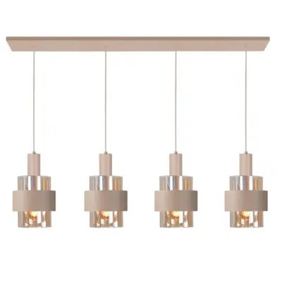 hanglamp marrone zand kleur 4 lichts japandi amberglas highlight