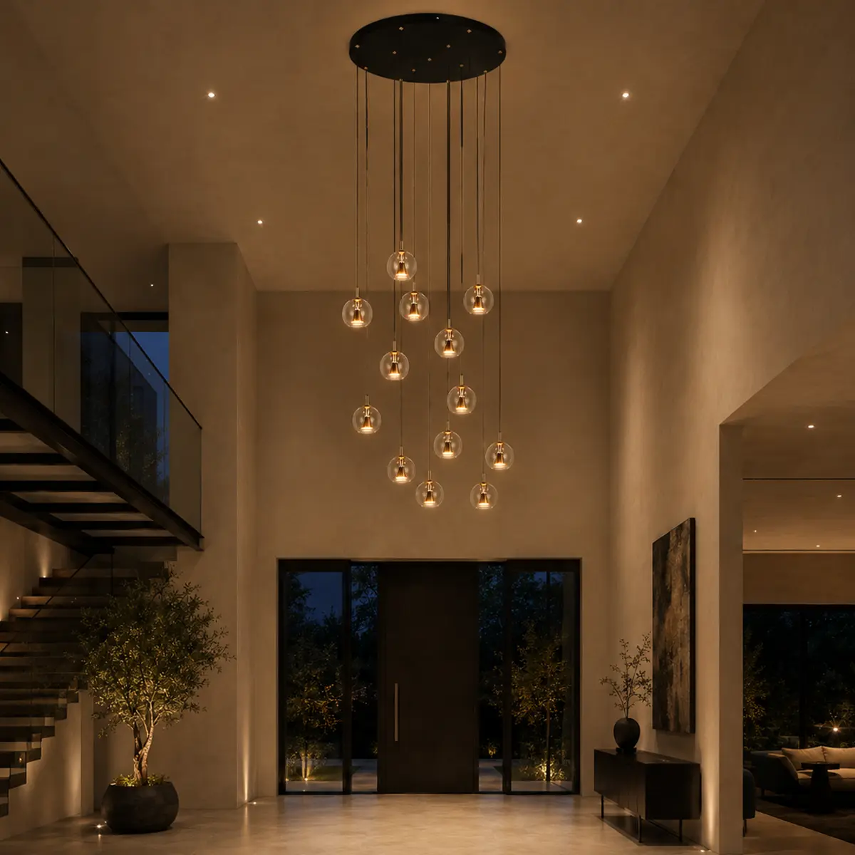 videlamp groot 300 cm 75 diameter hanglamp solenne 13 lichts trio select