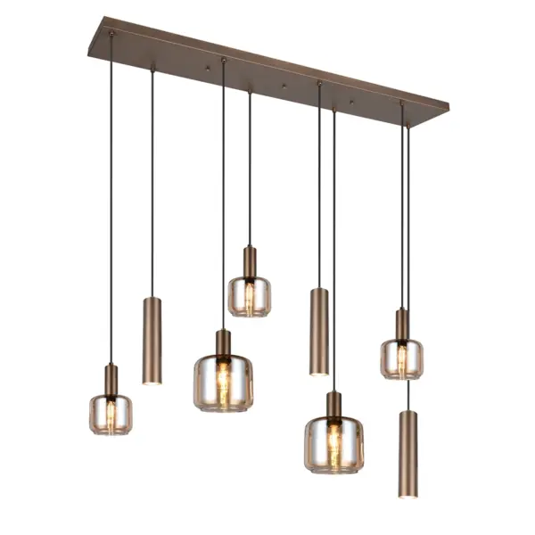 hanglamp brons glas met kokers japandi hanglamp recht