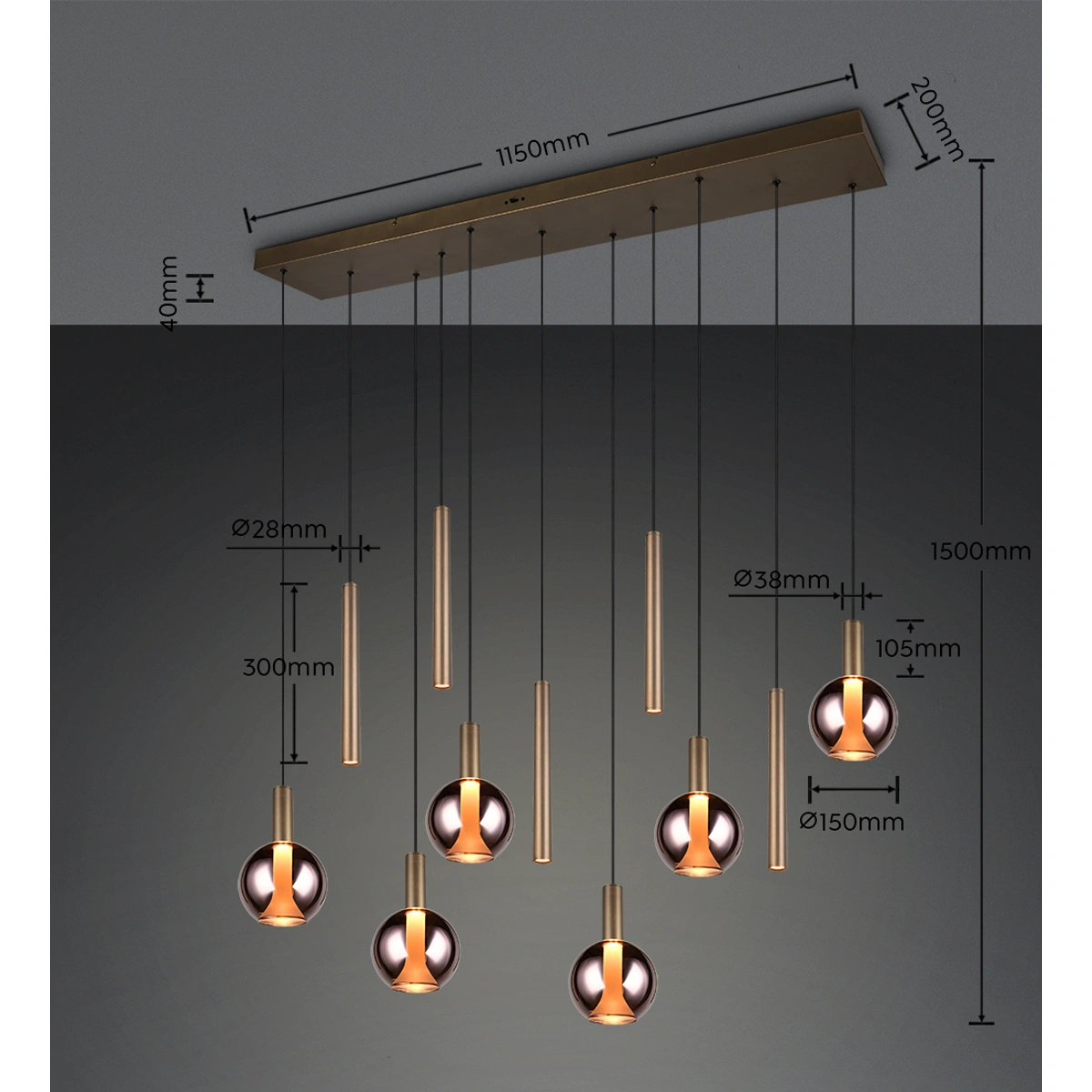 Hanglamp Messina Recht - Afbeelding 6